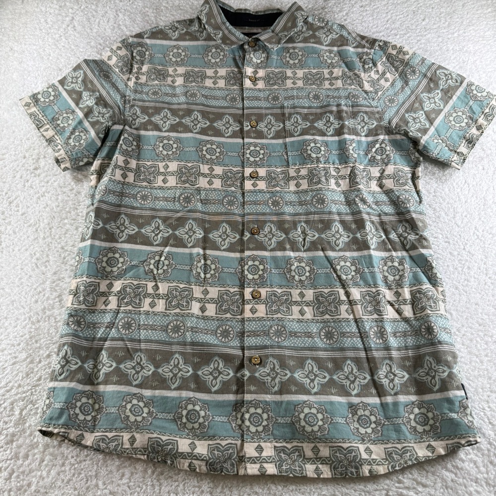 Roark Woven Short Sleeve Button Up Shirt Casual Beach Preppy Size Medium Classic